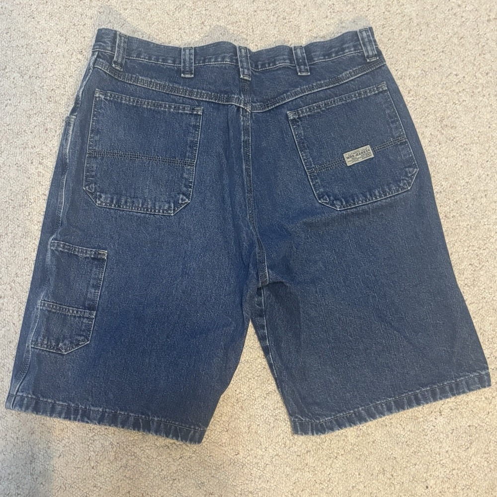 Vintage Wrangler Jean Shorts Mens 36 Blue Denim Cotton Jorts Y2K Carpenter Baggy